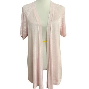 Chelsea & Theodore Light Pink Short Sleeve Cardigan Large